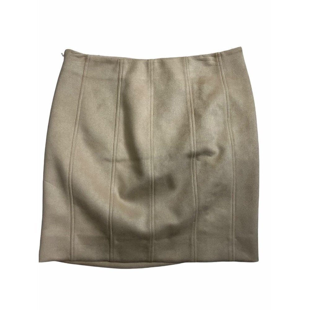 Free People Cinched Seam High Rise Slit Faux Suede Avas Mini Skirt NWT Size 10 - Picture 7 of 10